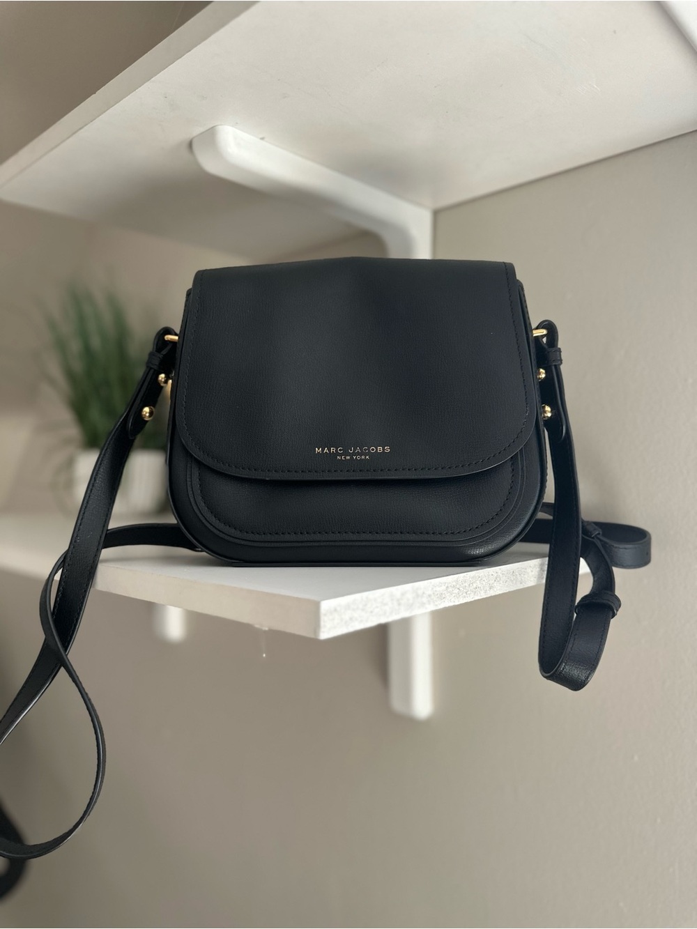 Marc Jacobs Black Mini Rider Leather Flap Saddle Crossbody Bag